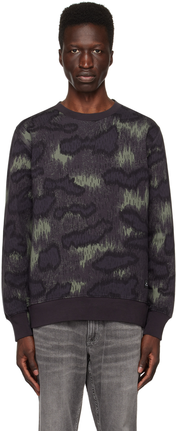 Ps By Paul Smith Black & Green Camouflage Sweatshirt In 黑色