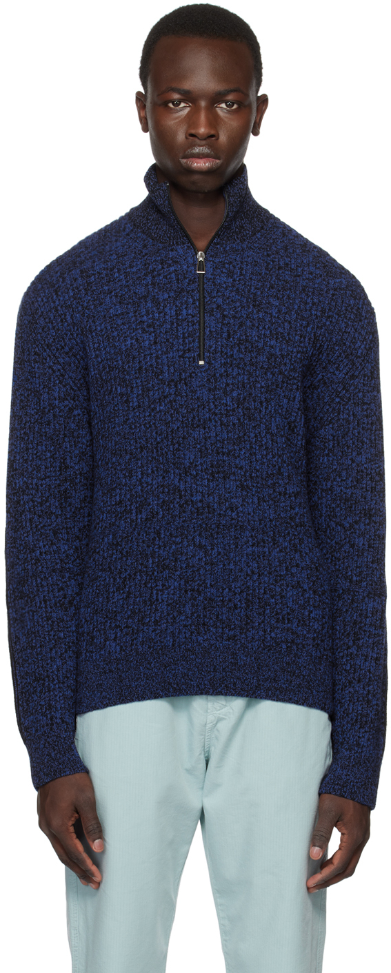 Ps By Paul Smith Black & Blue Marled Turtleneck In 79 Blacks