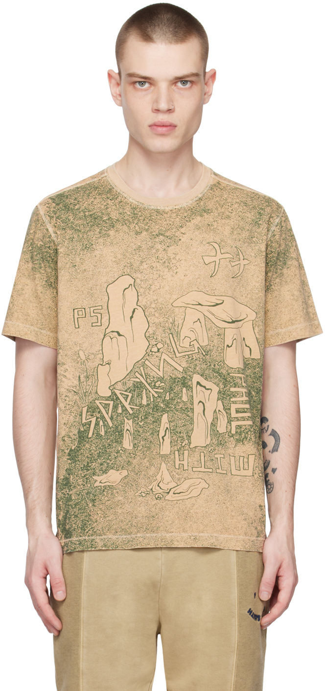 Ps By Paul Smith Beige Standing Stones T-shirt In 35 Greens