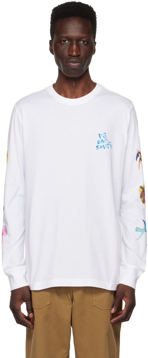 Ps By Paul Smith White Folklore Long Sleeve T-shirt