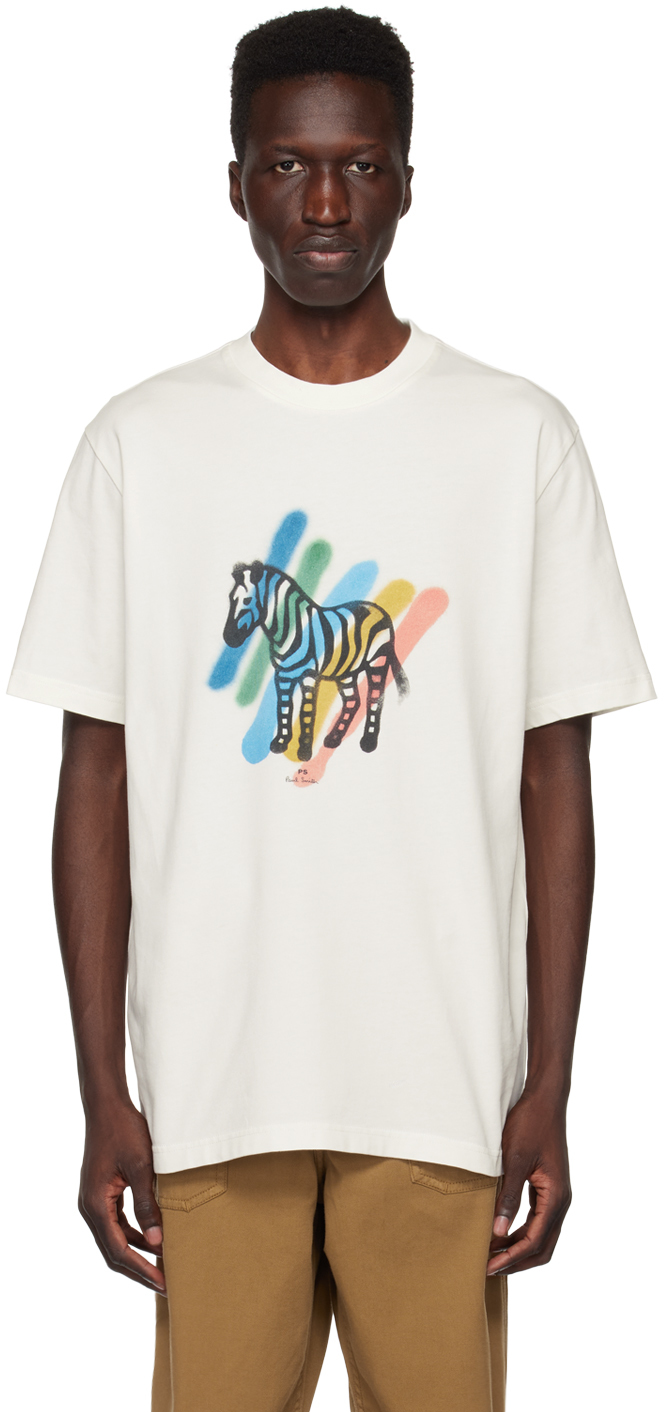 PS by Paul Smith Off-White Broad Zebra Stripe T-Shirt