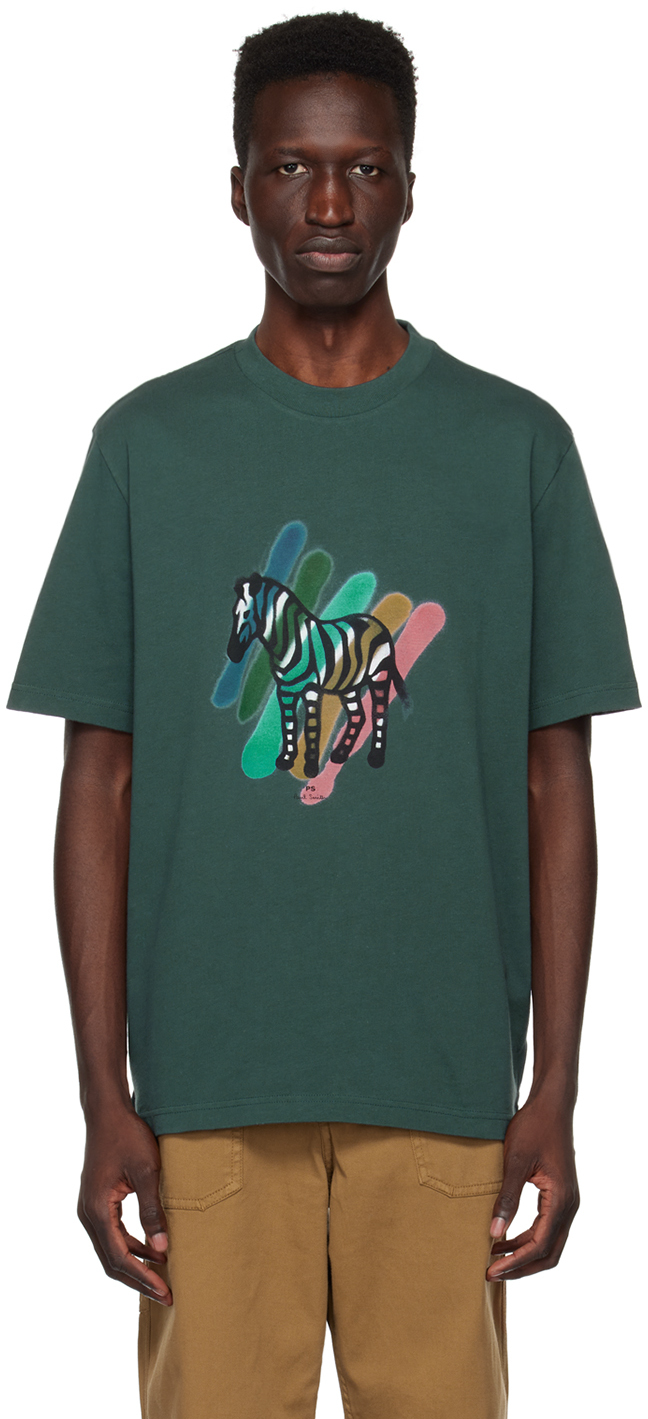PS by Paul Smith: Green Broad Stripe Zebra T-Shirt | SSENSE