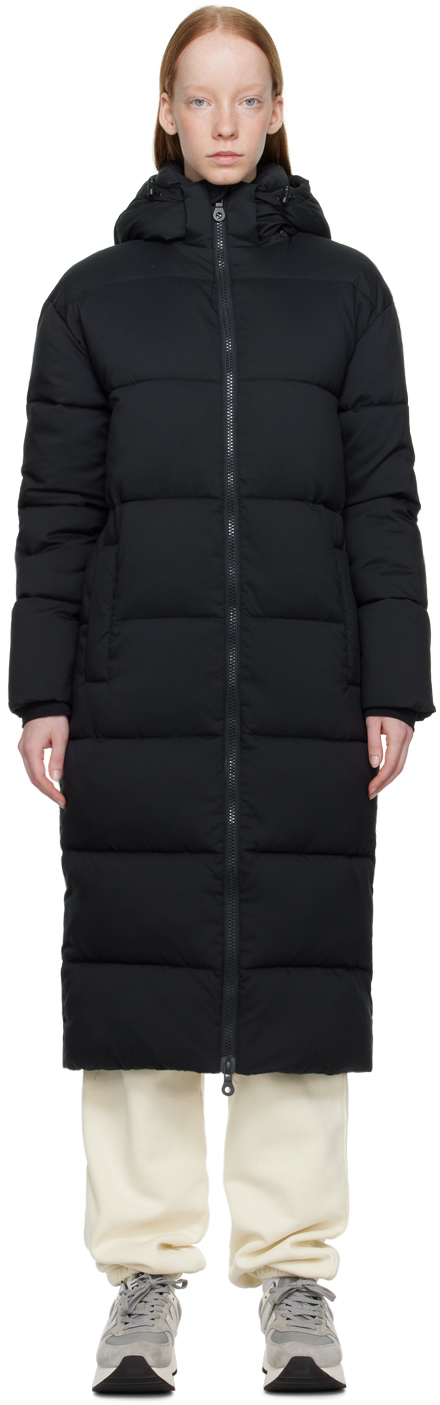 Girlfriend Collective: Black Long Puffer Coat | SSENSE Canada