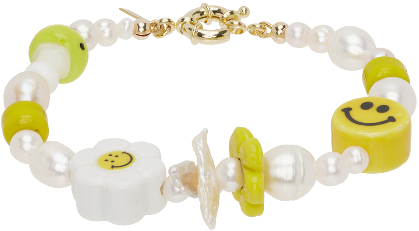 Eliou Ssense Exclusive White & Yellow Don Bracelet In Yellow/white