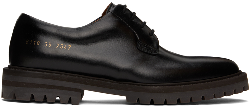 Black Leather Derbys by Common Projects on Sale