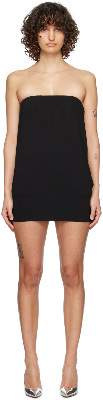 16arlington Blaise Strapless Crepe And Satin Mini Dress In Black