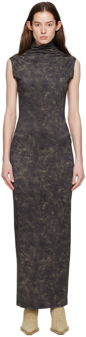 Shop 16arlington Black Luna Maxi Dress In Sand/cracked Black