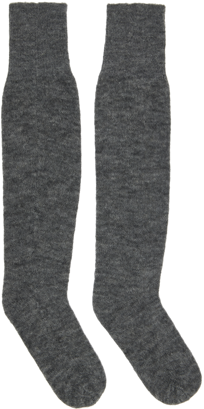 16arlington Ssense Exclusive Gray Work Capsule Socks In Anthracite/lavender