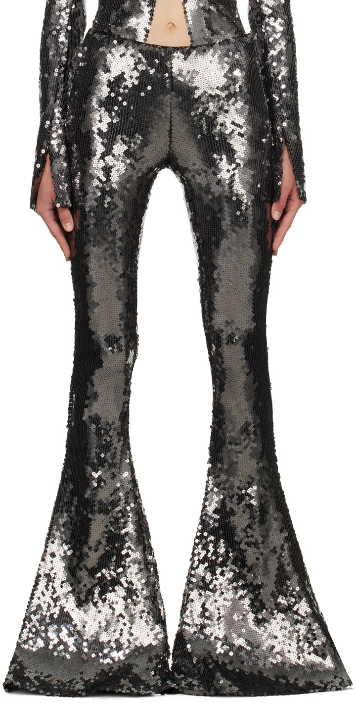 16arlington Koro Sequinned Flared-cuff Trousers In Grey