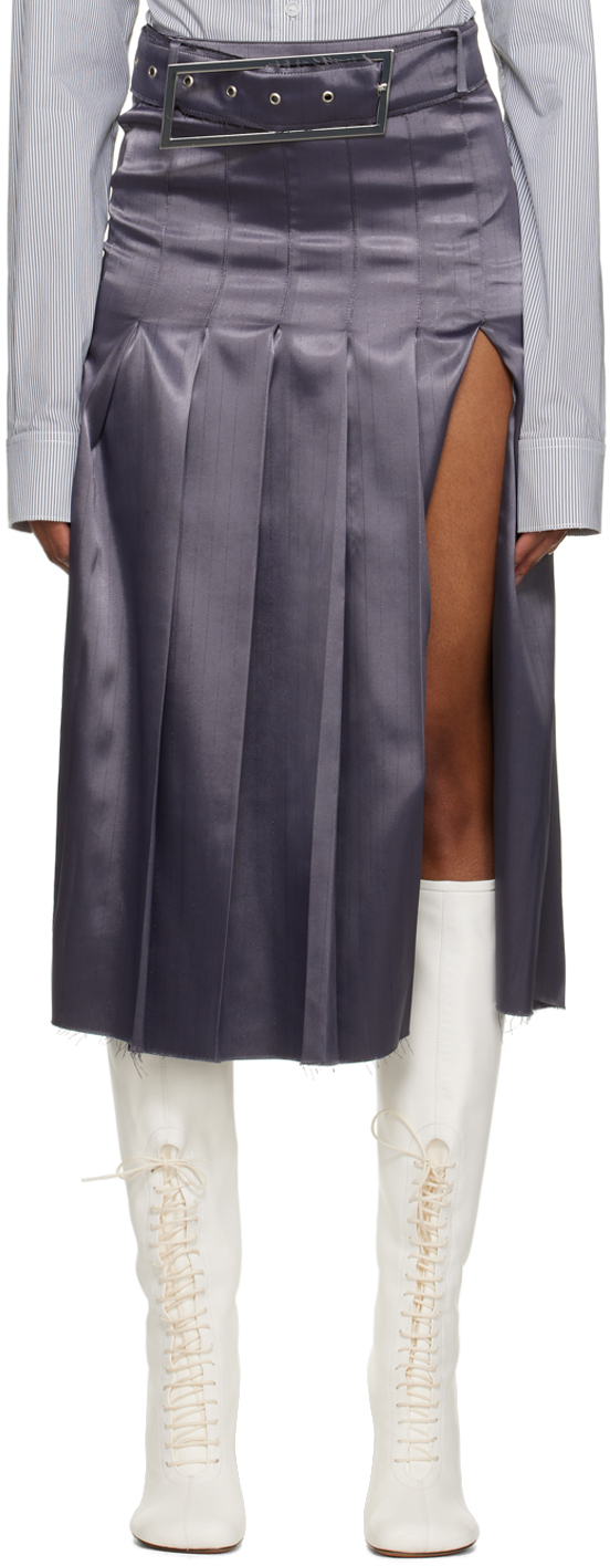16arlington Ssense Exclusive Grey Nimue Midi Skirt In Mauve