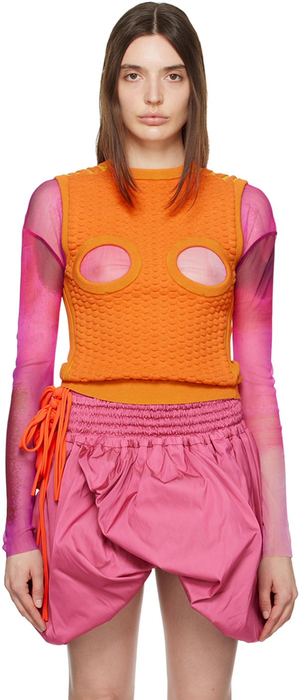 Paula Canovas Del Vas Orange Cutout Vest