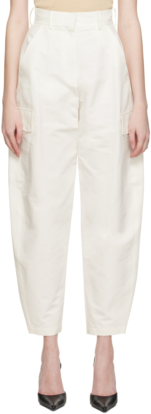 Lvir Cropped-leg High-waisted Cargo Trousers In White