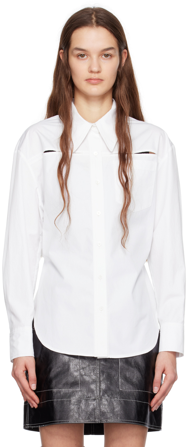 White Slit Shirt by LVIR on Sale