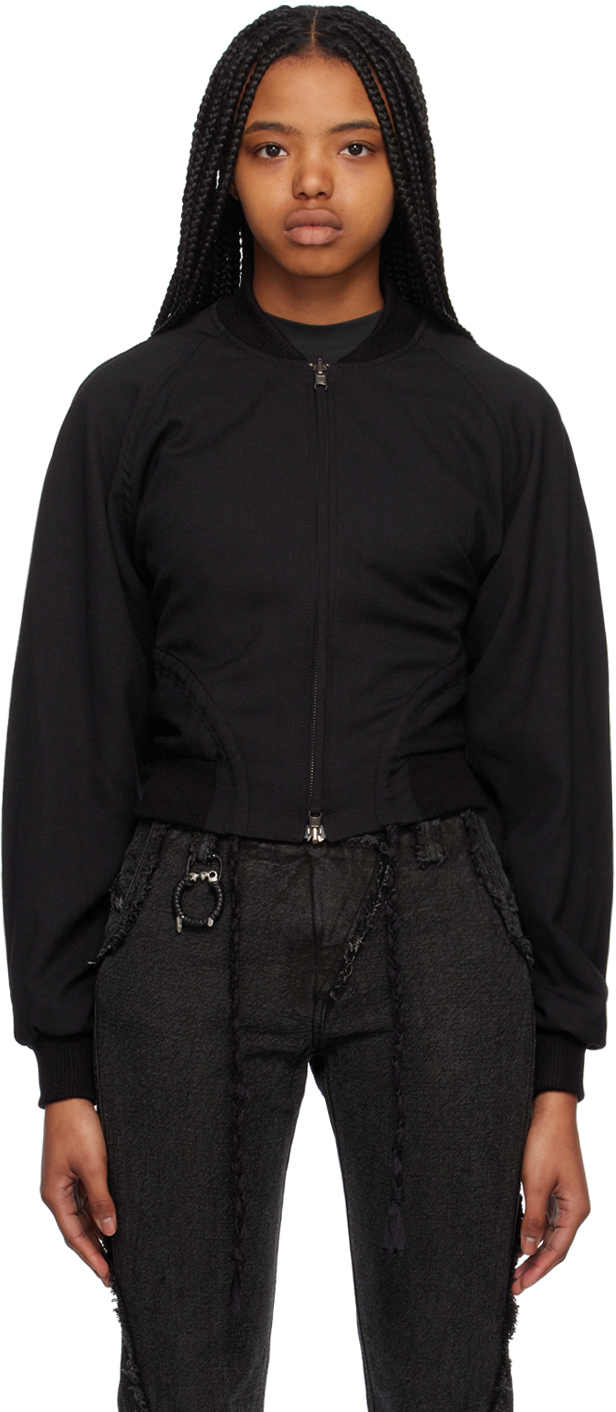 Shop Hyein Seo Black Reversible Bomber Jacket