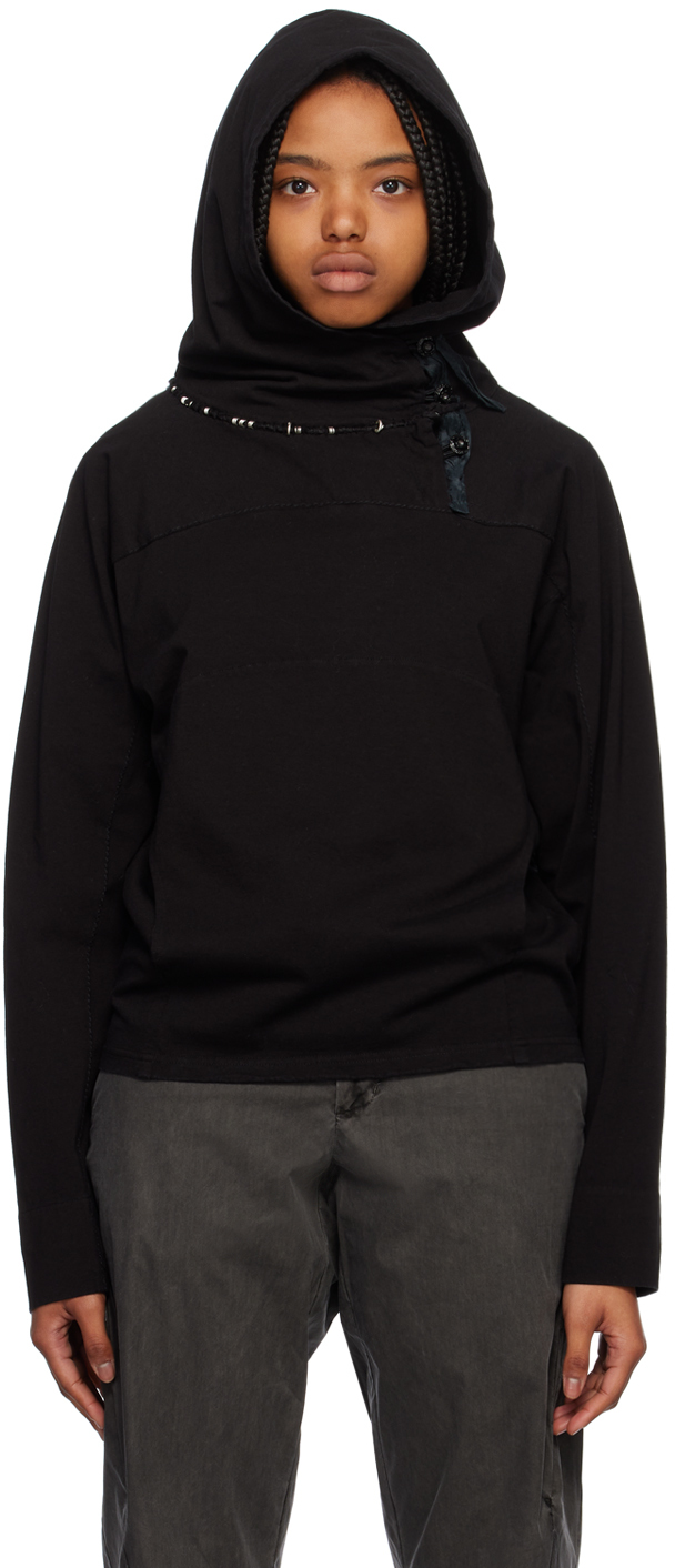 Black Button Hoodie