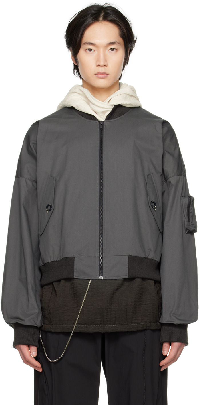 Hyein Seo Grey O-ring Bomber Jacket In Charcoal