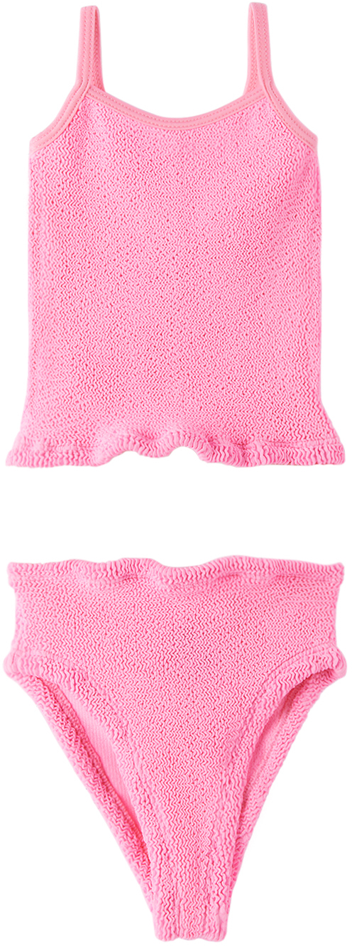 Shop Hunza G Kids Pink Daphne Bikini In Bubblegum