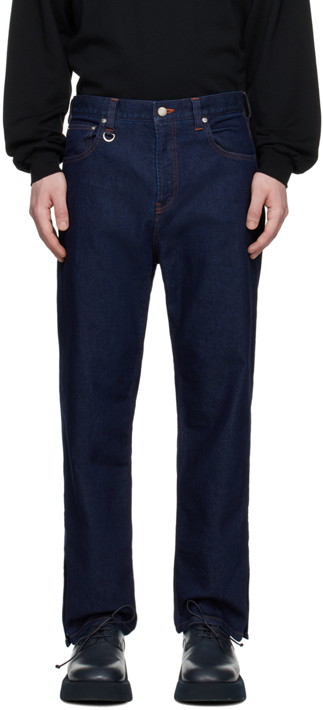 Indigo Hem Zip Jeans by SOPHNET. on Sale