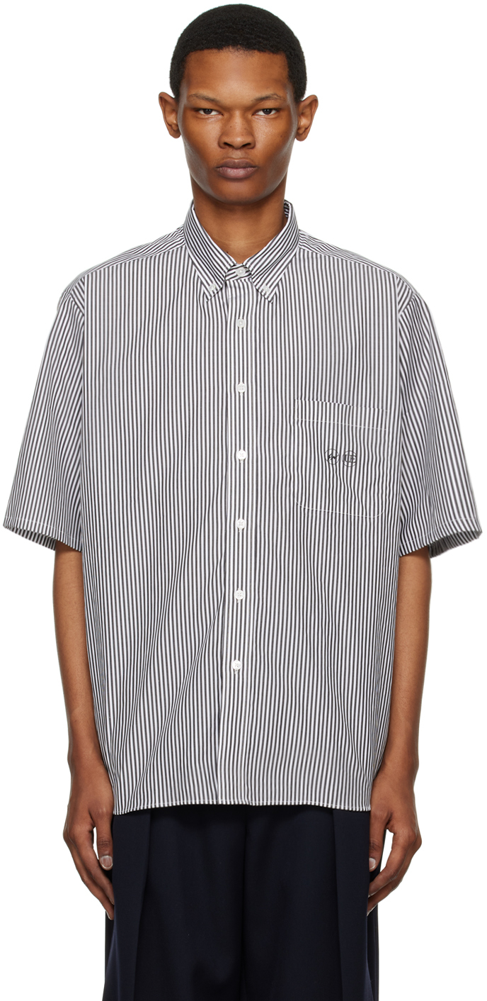 Black & White Striped Shirt by Uniform on Sale