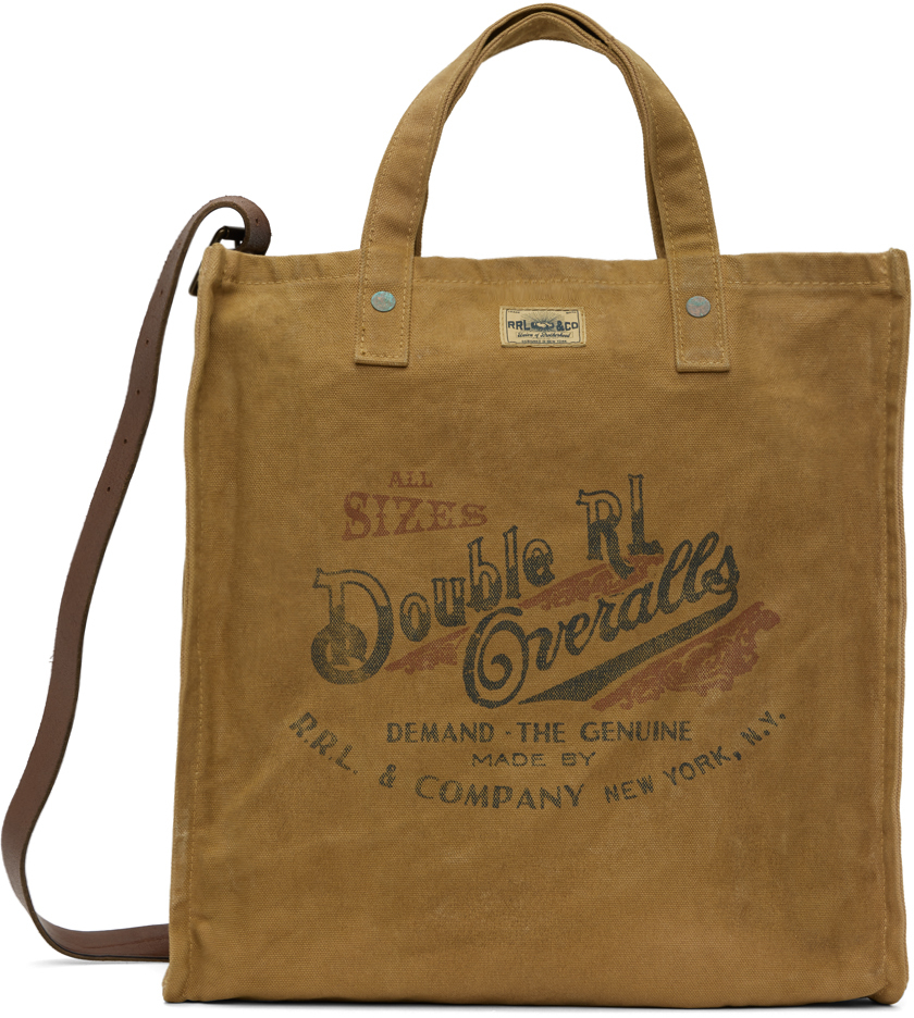 Rrl Printed Canvas Tote Bag In Khaki | ModeSens