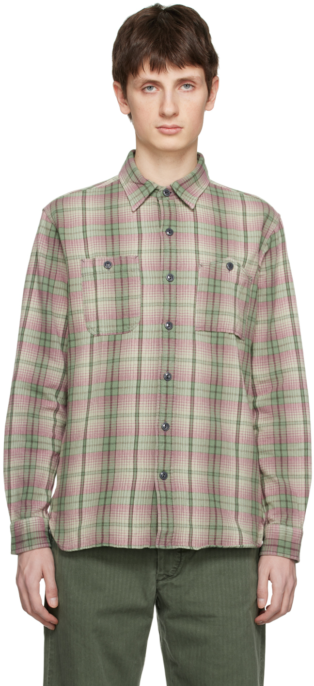 RRL: Pink & Green Plaid Shirt | SSENSE