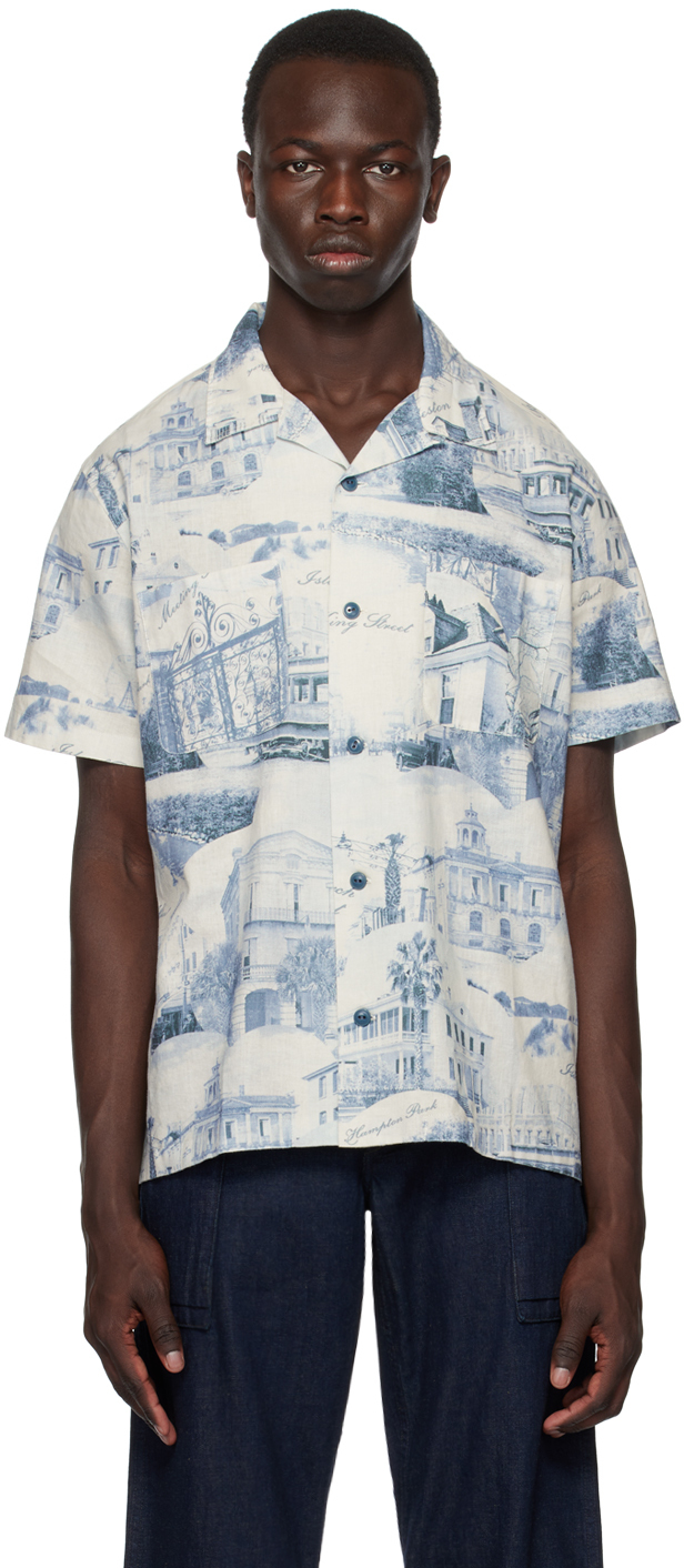 RRL: Blue Printed Shirt | SSENSE Canada