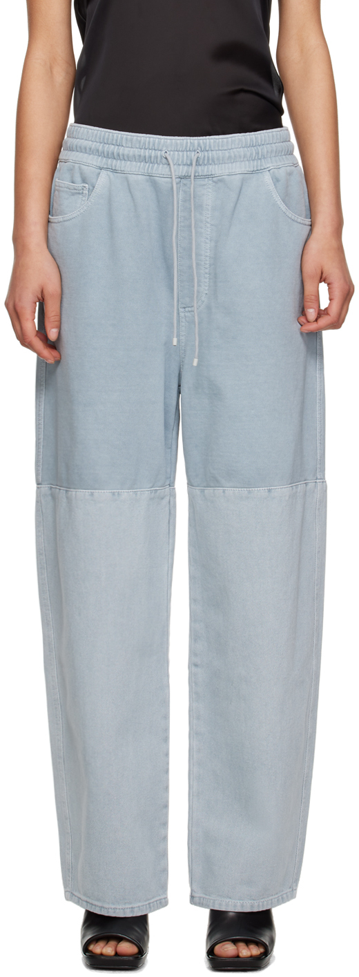 Amomento Blue Drawstring Jeans In Blue Grey
