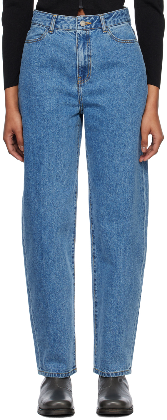 Amomento Blue Tapered Jeans In Mid Blue