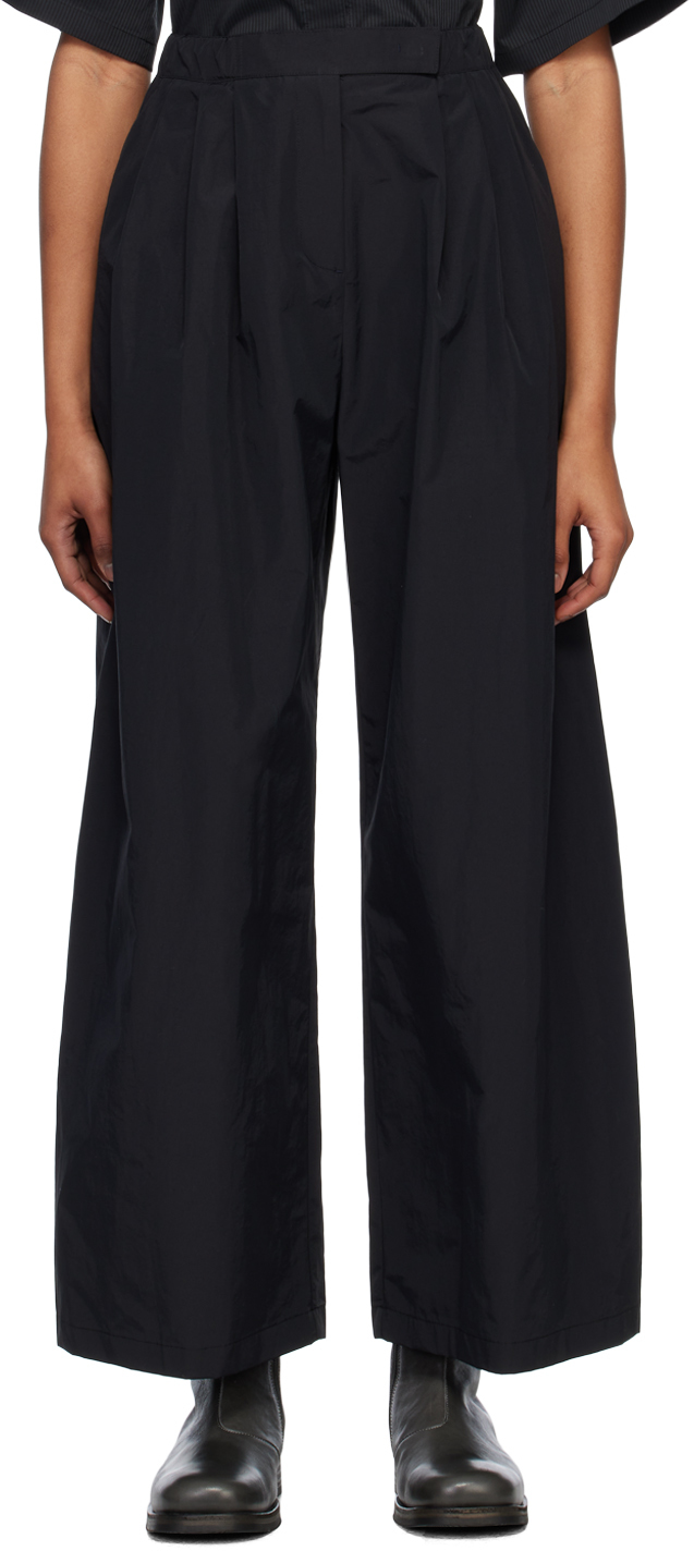 Amomento Black Three Tuck Banding Trousers | ModeSens