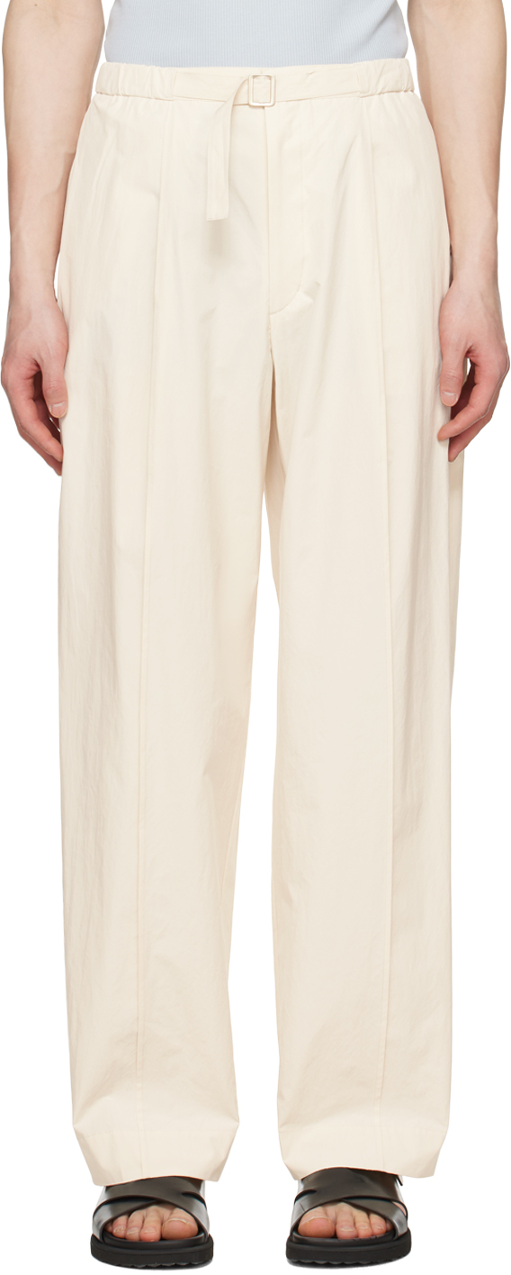 Amomento Off-white Pleated Trousers In Light Beige