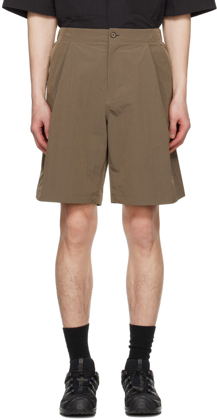 Amomento Taupe Pleated Shorts In Brown