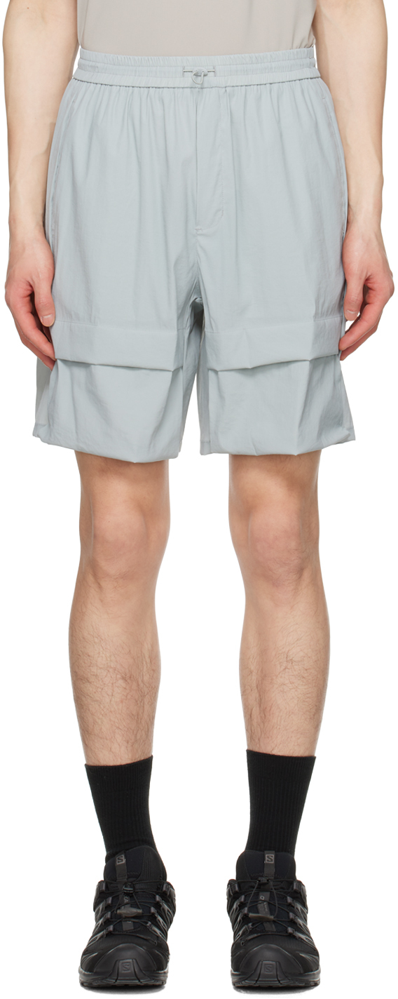 Amomento Gray Elasticized Shorts In Mint Grey
