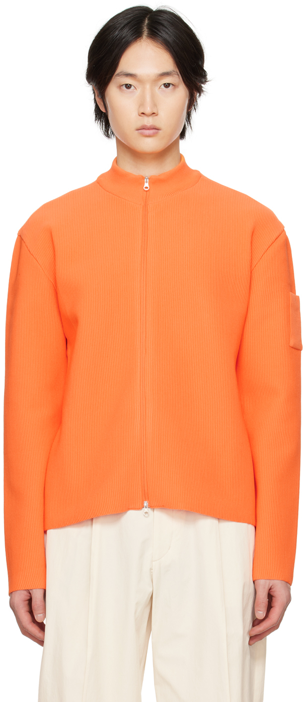 AMOMENTO: Orange Zip Cardigan | SSENSE
