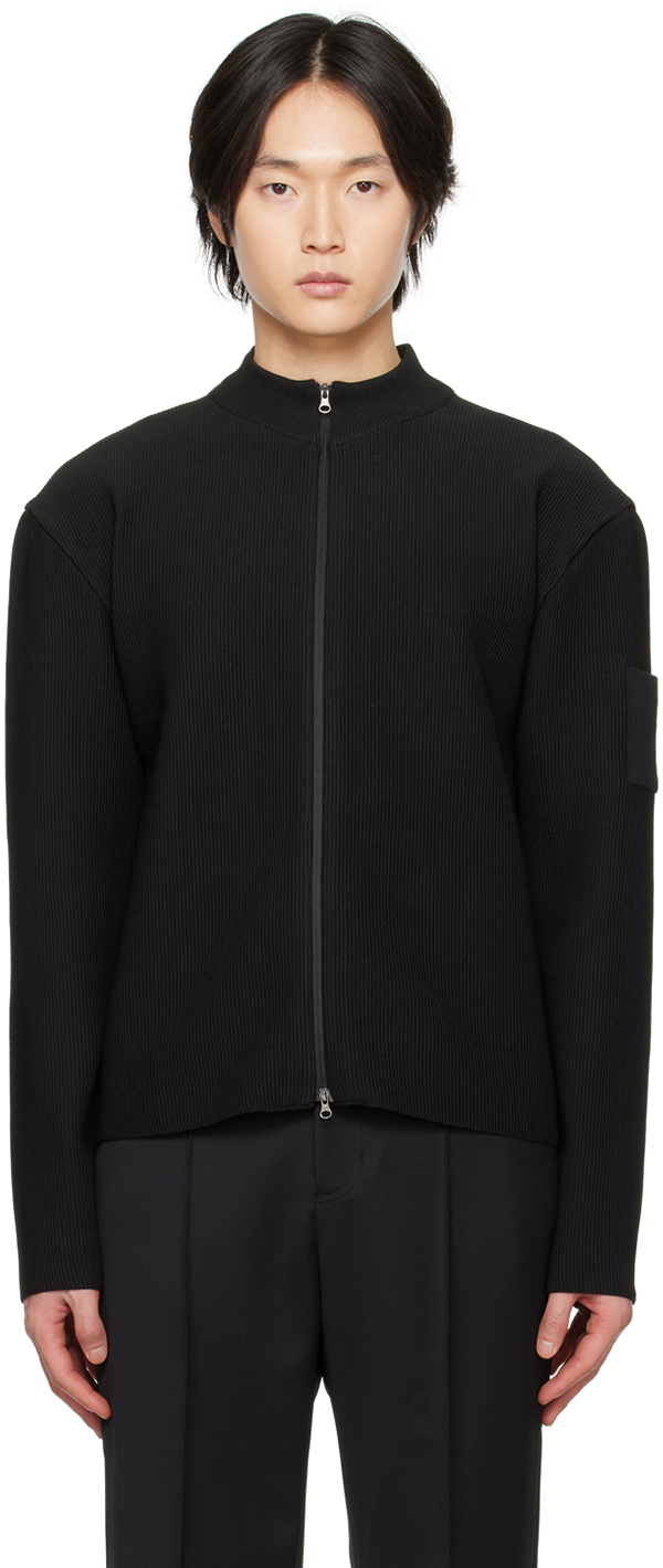 Black Zip Cardigan by AMOMENTO on Sale