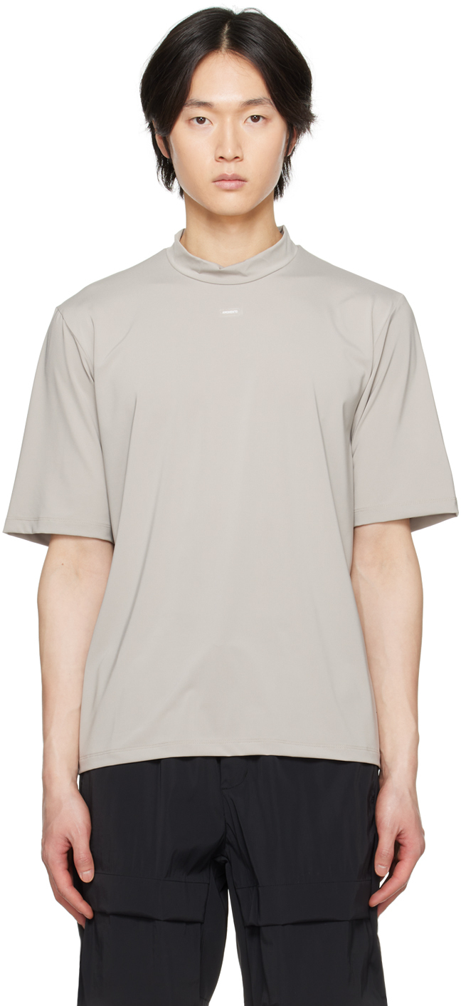 Amomento Taupe Patch T-shirt In Grey Beige