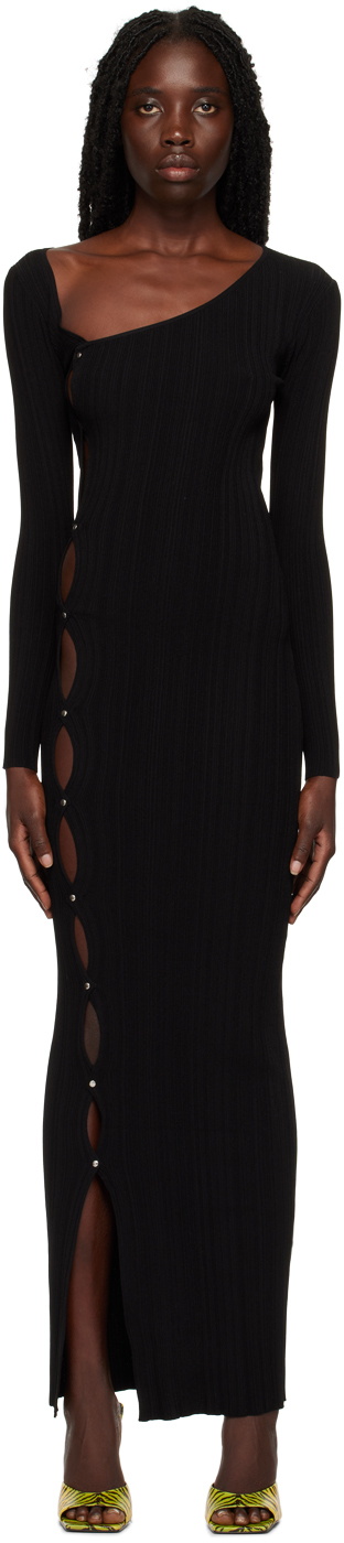 Paris Georgia Lola Cut-out Knitted Maxi Dress In Black