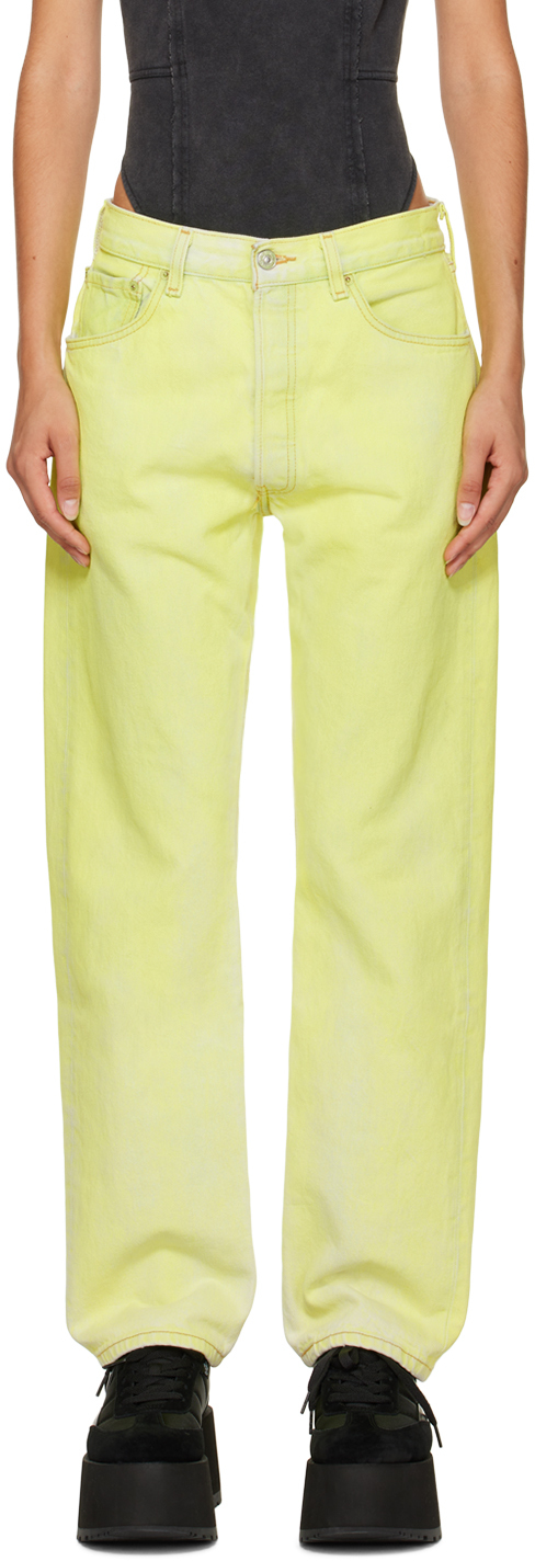 Notsonormal Green High Jeans In Neon Giallo