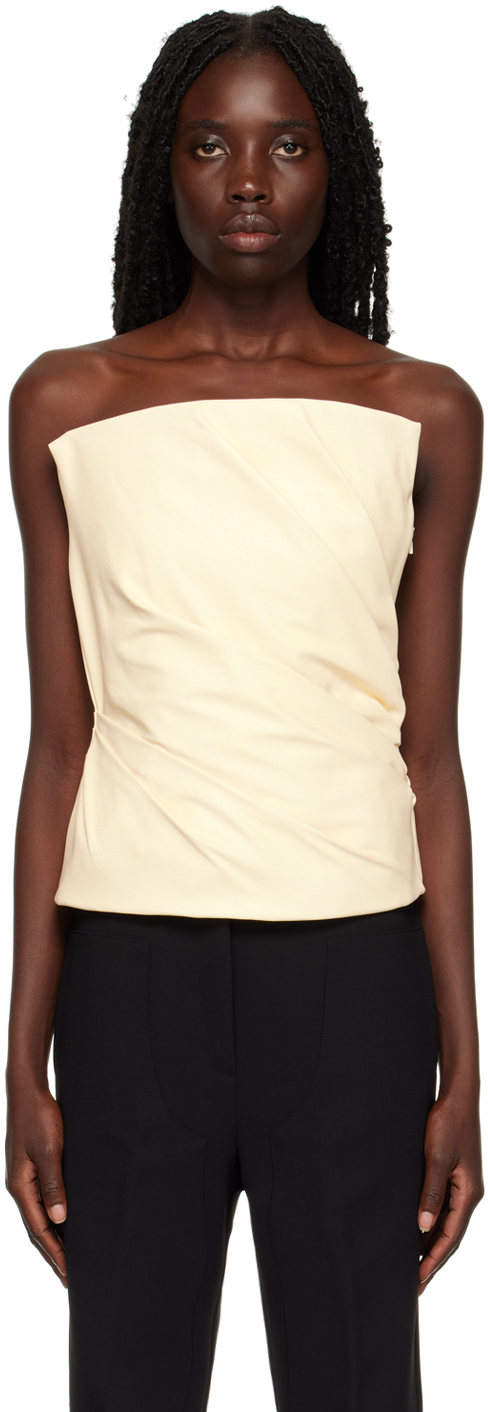 paris georgia beige structured faux-leather camisole