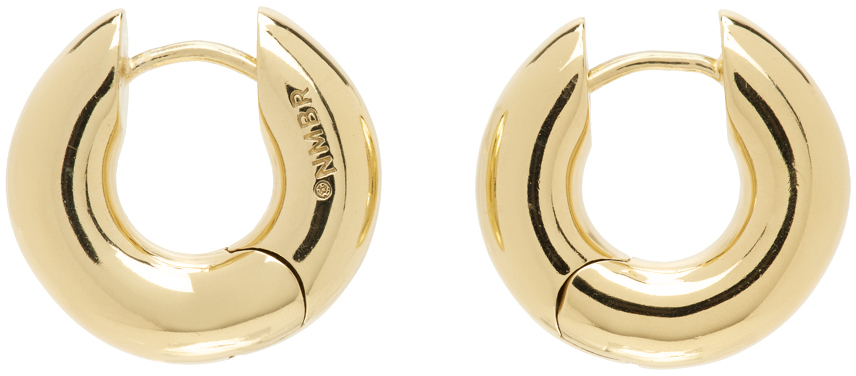 Numbering Gold Round Volume Earrings