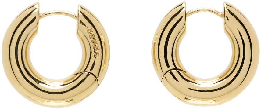 Numbering Gold Round Volume Earrings | ModeSens