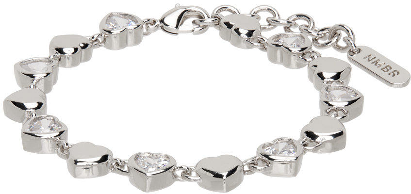 Numbering Silver #5920 Heart Stone Bracelet In White
