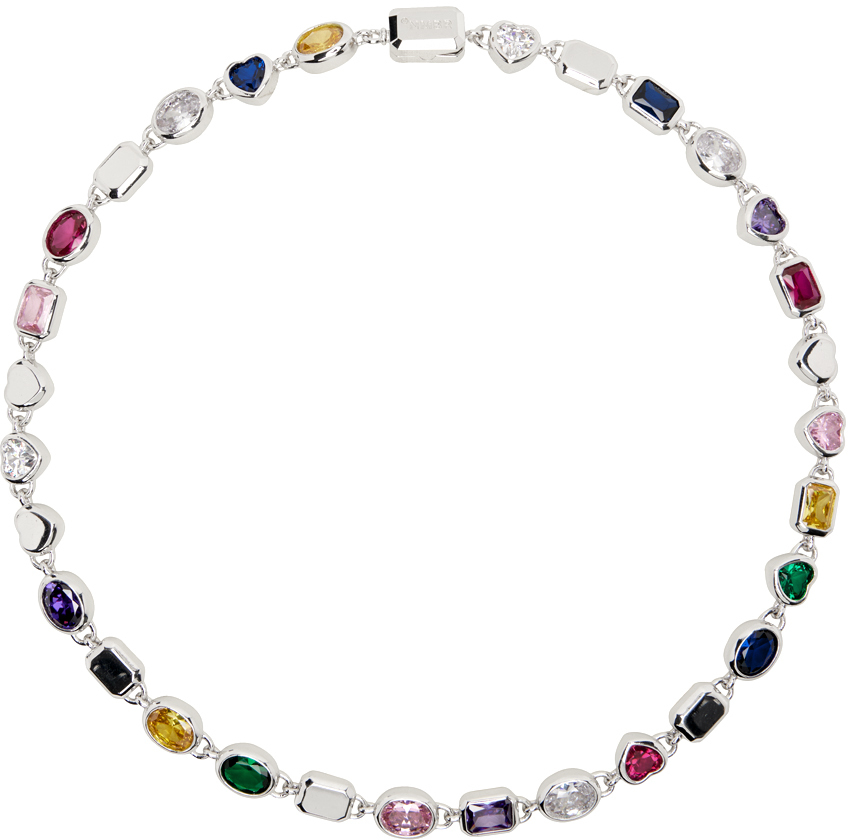 Numbering Silver #5824 Multi Color Stone Necklace In Silver/combi