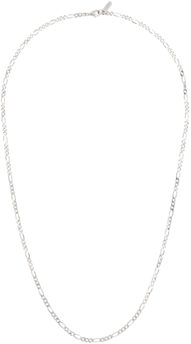Numbering Silver #7708 Slim Figaro Chain Necklace In Metallic