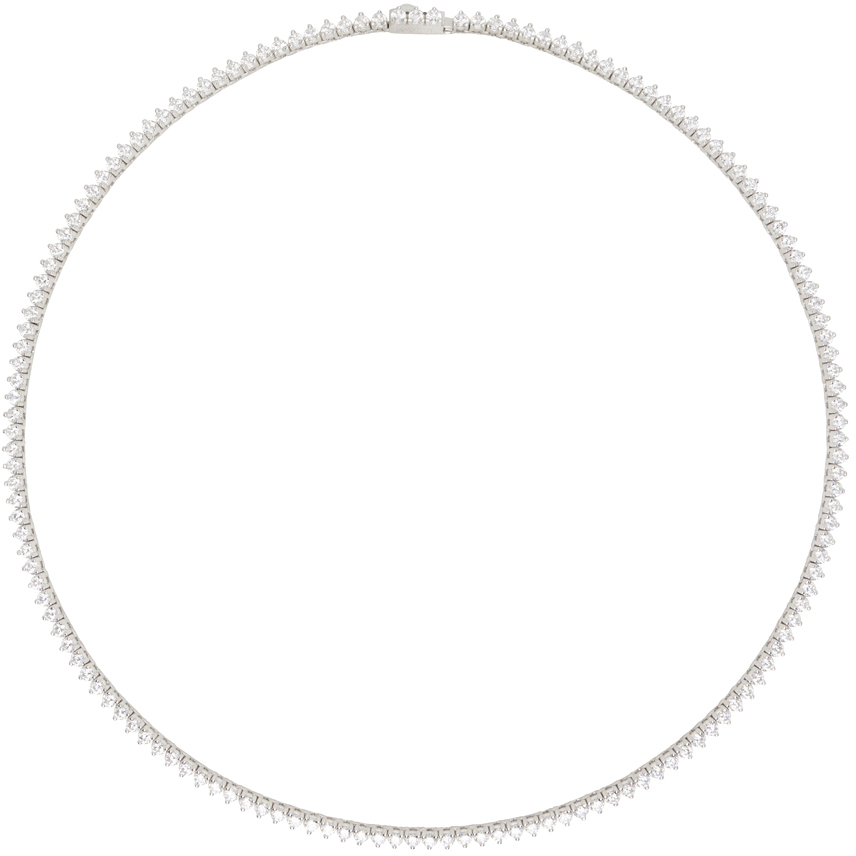 Numbering Silver #3710 Tennis Necklace In White