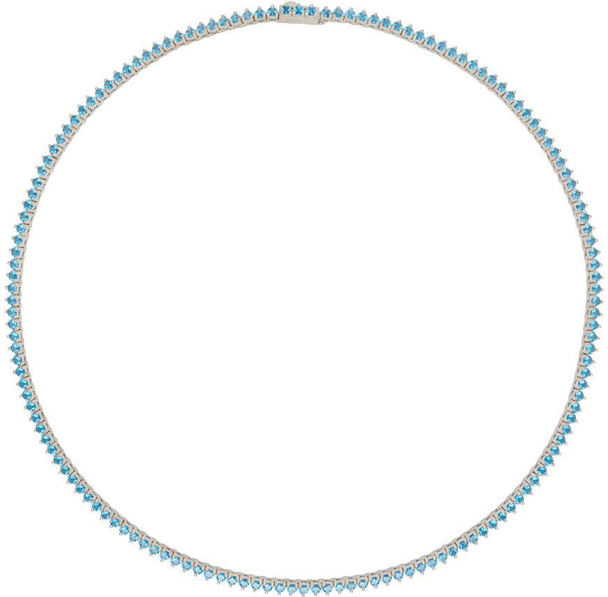 Numbering Ssense Exclusive Silver & Blue #3710 Tennis Necklace In Sky Blue