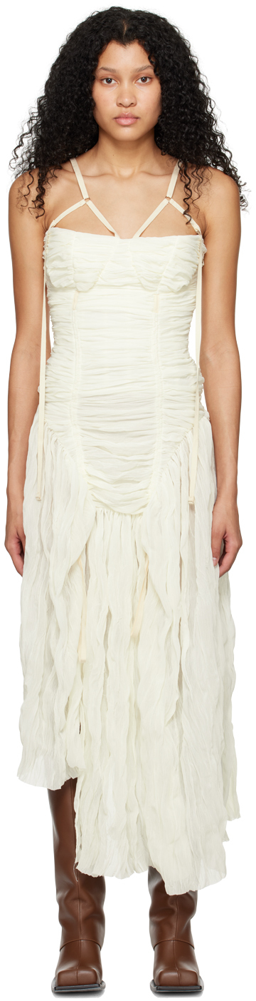 Elena Velez Ssense Exclusive Off-white Midi Dress In Bleach