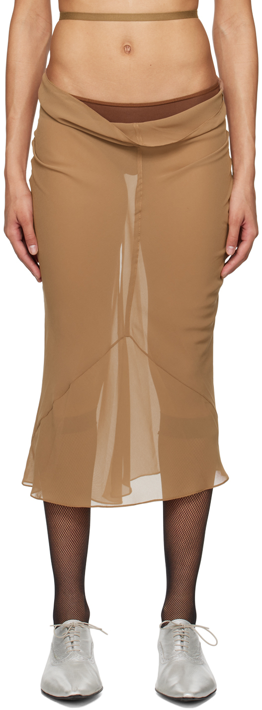 Elena Velez SSENSE Exclusive Tan Midi Skirt