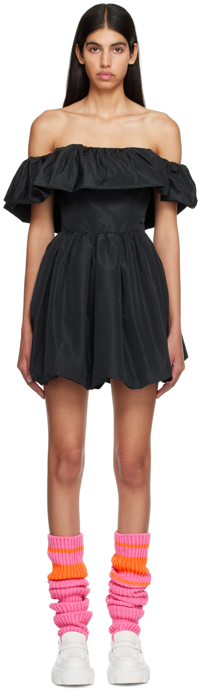 Msgm Black Balloon Minidress In 99 Black