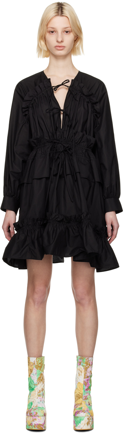 【関税込み】MSGM ブラック ラッフル ミニワンピース MSGMのブラック ラッフル ミニワンピースがセール中