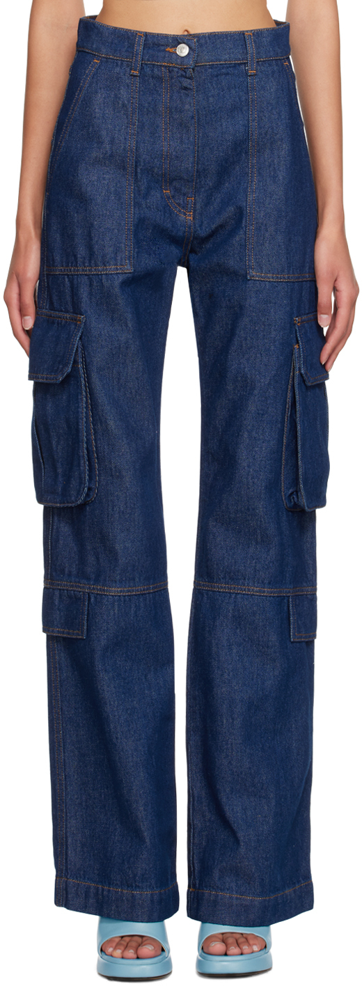 MSGM: Blue Solid Cargo Jeans | SSENSE